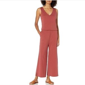 Daily Ritual Womens Pima Cotton and Modal Interlock Sleeveless Wide-Leg Jumpsuit